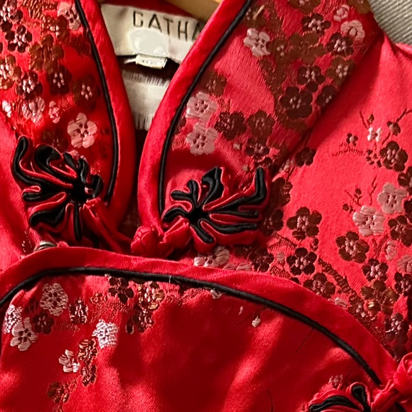 Traditional Mandarin top CATHAYA silk sz 32/sm red vintage beautiful condition - Picture 3 of 10